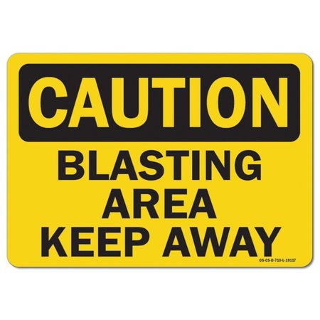 Signmission OSHA Caution, 3.5" Height, 5" Width, Decal, 3.5" H, 5" W, Landscape, Blasting Area Keep Away OS-CS-D-35-L-19117